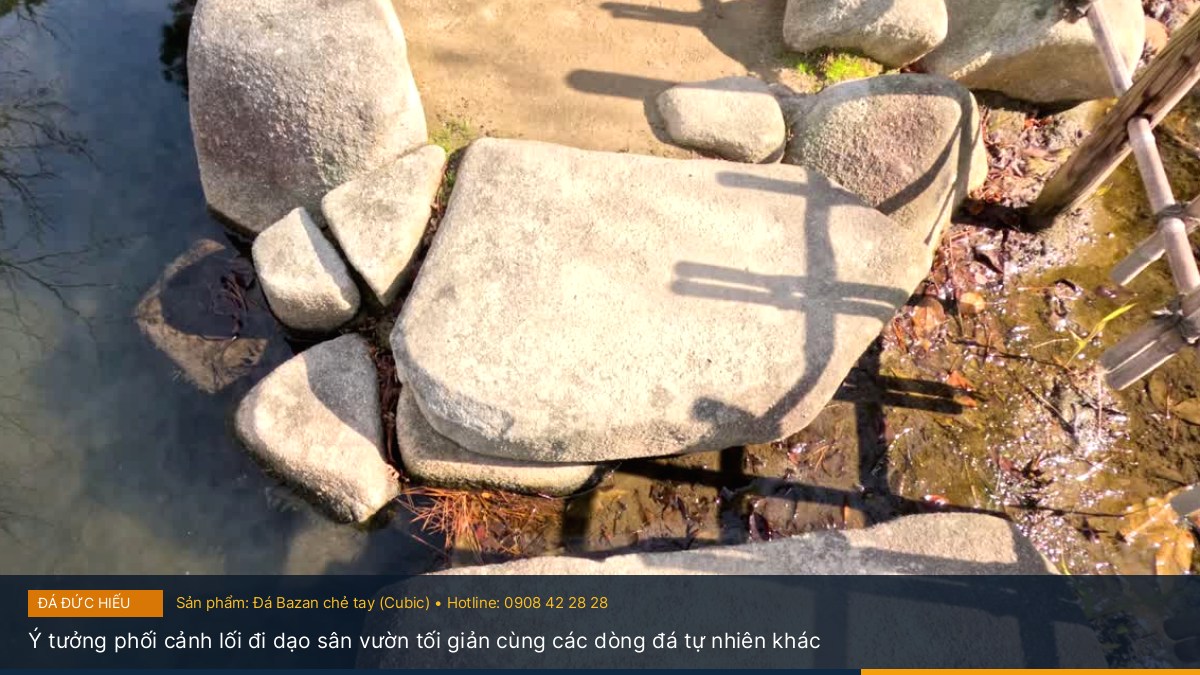 Ý tưởng phối cảnh lối đi dạo sân vườn tối giản cùng các dòng đá tự nhiên khác - Xu hướng thiết kế lối đi dạo sân vườn biệt thự tối giản với đá Bazan chẻ tay Cubic – Tư vấn & báo giá tại Đá Đức Hiếu